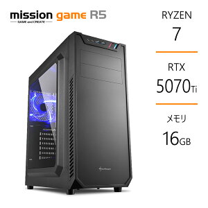 ゲーミングPC Ryzen7 9800X3D RTX5070Ti メモリ16GB SSD1TB B650 サイドフロー空冷 デスクトップ