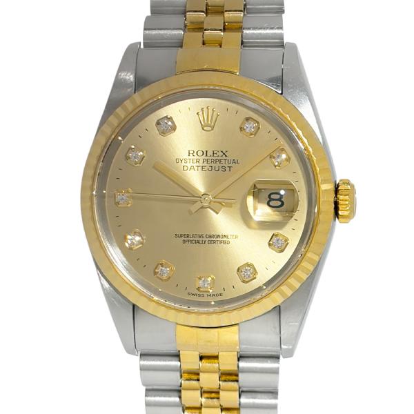 ロレックス ROLEX 16233G デイトジャスト T番 腕時計 自動巻 シャンパン文字盤 YG×SS コンビ 10P ダイヤインデックス メンズ