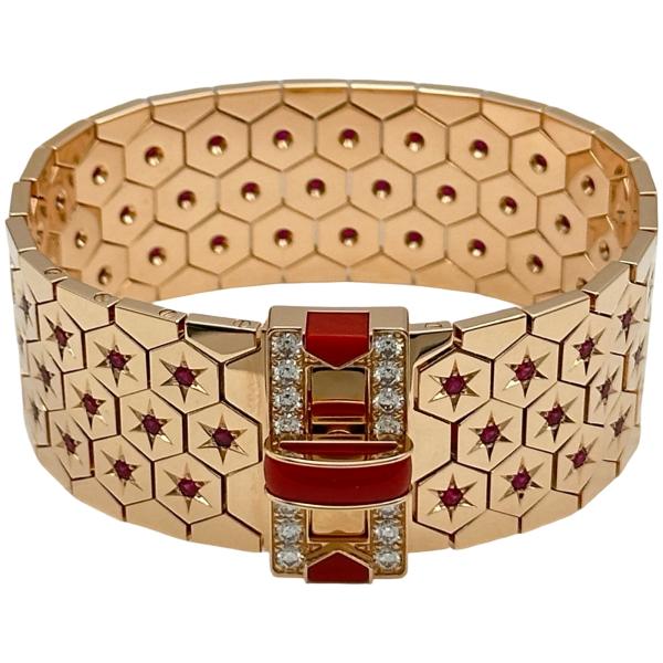 ヴァンクリーフ＆アーペル Van Cleef & Arpels ルドブレスレット ピンクゴールド Au750 コーラル ダイヤモンド ルビー ジュエリー 中古