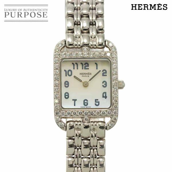 エルメス HERMES ケープコッド ミニ CC1 192 レディース 腕時計 ダイヤベゼル ホワイトシェル K18WG 金無垢 クォーツ Cape cod 90317564