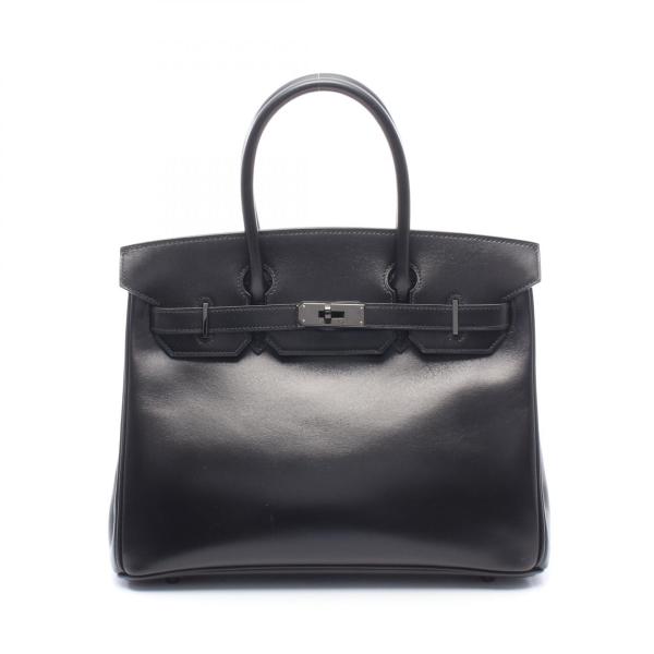 エルメス HERMES バーキン30 ハンドバッグ バッグ カーフ（牛革） ボックスカーフ ブラック系 ソーブラック 【中古】