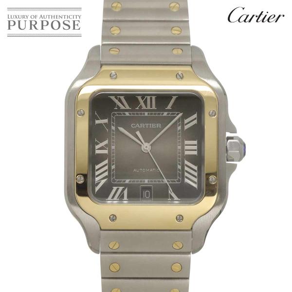 カルティエ Cartier サントスドゥカルティエLM コンビ W2SA0030 メンズ 腕時計 デイト グレー K18YG 自動巻き Santos de Cartier 90330096
