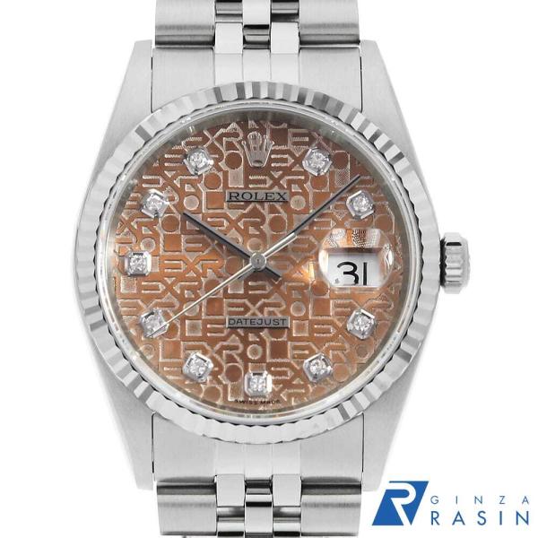 ロレックス デイトジャスト 10Pダイヤ 16234G シルバー 彫りコンピューター トロピカル A番 中古 メンズ 腕時計 16F4ROAU3281