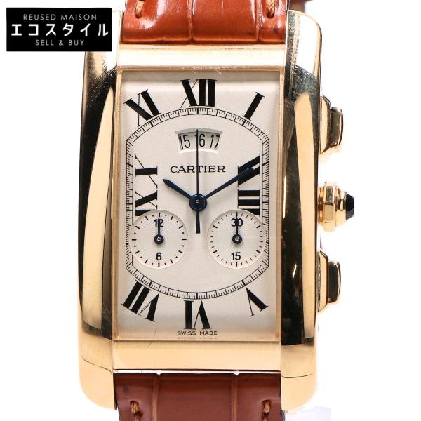 美品 Cartier カルティエ W2605856 750 QZ タンク アメリカン ウォッチラージモデル 腕時計 ゴールド メンズ