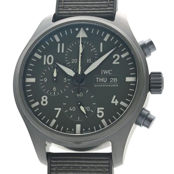 [3年保証] IWC メンズ パイロットウォッチ クロノグラフ トップガン ウッドランド IW389106 箱保 グリーン 自動巻き 腕時計 中古 送料無料