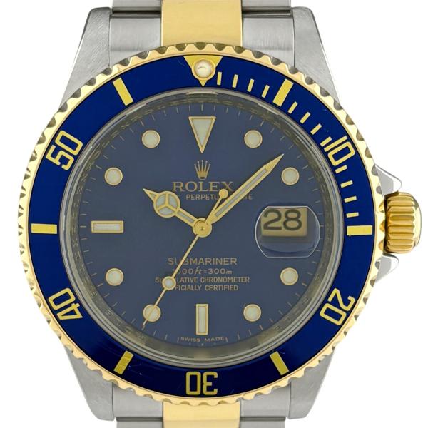 OH済 ロレックス ROLEX サブマリーナ デイト 青ベゼル 116613 腕時計 SS YG 自動巻き ブルー系 メンズ 中古