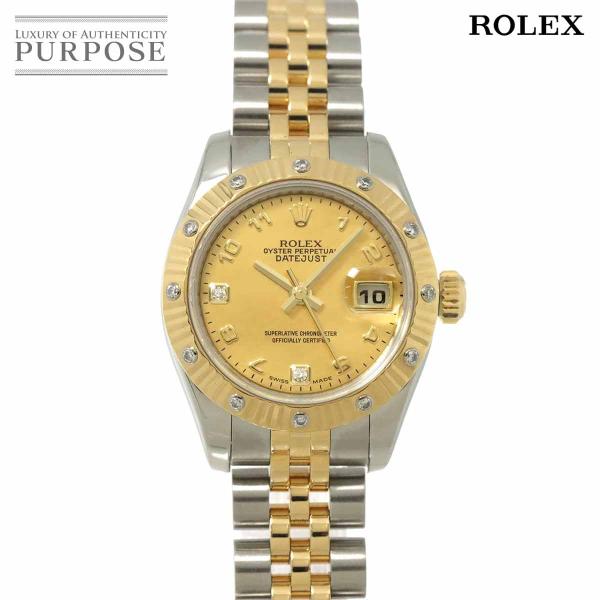 ロレックス ROLEX デイトジャスト 179313 2BR D番 ルーレット コンビ レディース 腕時計 ダイヤ K18YG 自動巻き Datejust 90292761