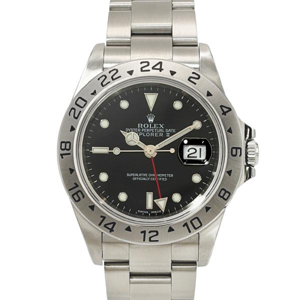ロレックス ROLEX 16570 エクスプローラーII K番 腕時計 自動巻 ブラック文字盤 SS メンズ