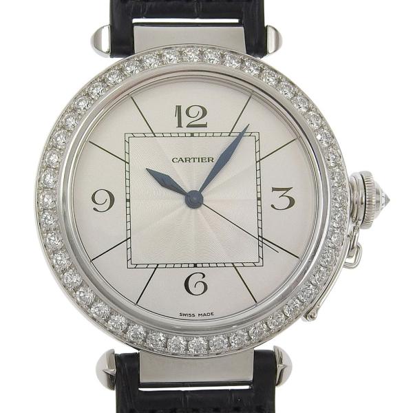 CARTIER カルティエ パシャドゥカルティエ ダイヤベゼル WJ118751 腕時計 K18WG×クロコ×ダイヤ 自動巻き メンズ【90000172】中古